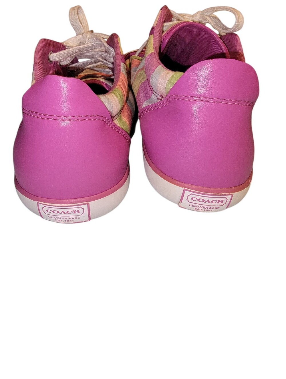 Coach Barrett Pink Multi-Stripe Lace-Up Sneakers - Picture 5 of 12